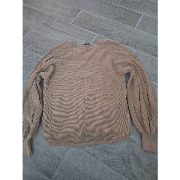 Women's 1. STATE Rib-Knit Bubble Sleeve Long Sleeve Sweater Size Small Tan - Picture 7 of 9